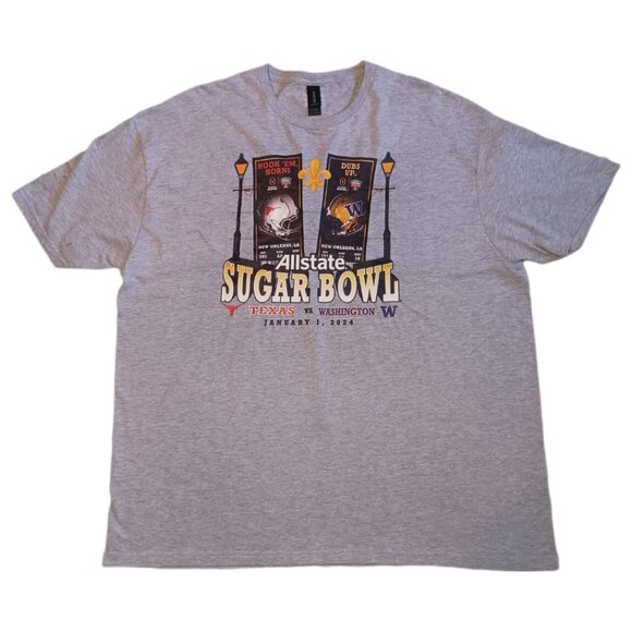 Texas Longhorns And Washington Huskies Sugar Bowl 2024 Mens 2XL T Shirt READ - Picture 4 of 8